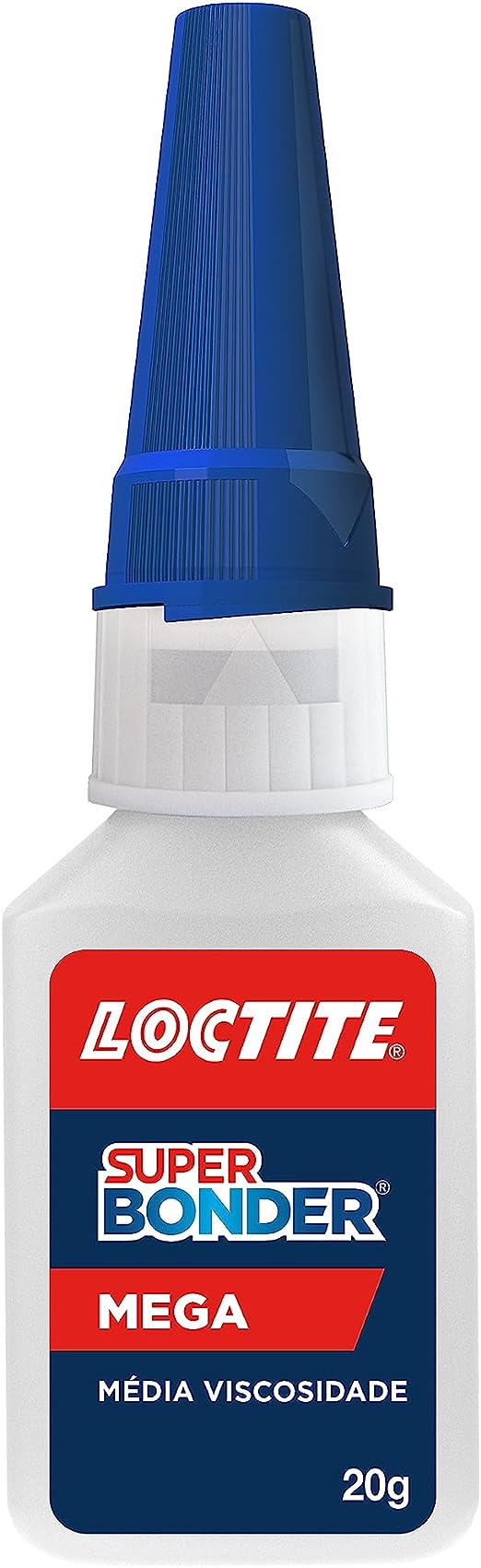 Cola Loctite Super Bonder Mega, Cola instantânea para Reparos de Alta Qualidade, Cola Transparente para Materiais Diversos, Cola Extraforte com Acabamento Profissional, 1x20g