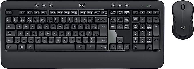 Combo Teclado e Mouse sem fio Logitech MK540 com Teclado com Apoio para as Mãos, Teclas de Mídia, USB, Pilha Inclusa e Layout ABNT2, preto