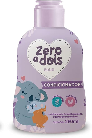 Condicionador Para Cabelos, Zero a Dois, 250 ml, Branco