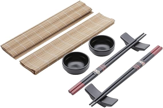 Conjunto 8 Peças para Sushi de Bambu e Cerâmica Yokohama - Lyor