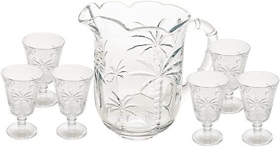 Conjunto Jarra com 6 Taças de Cristal Palm 1,3L/240ml - Lyor