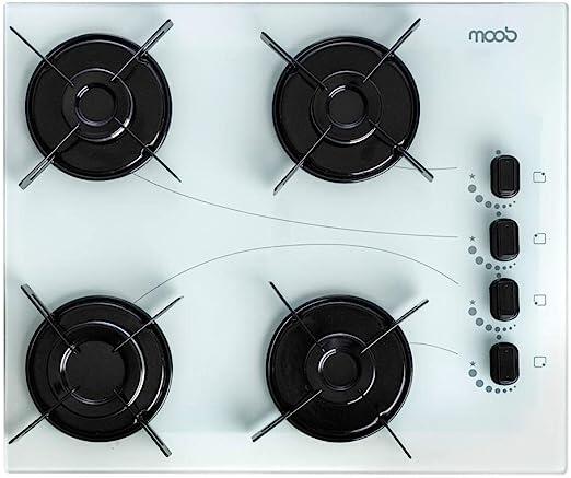 Cooktop 4 Bocas Moob Ultrachama Acendimento Automático Inteligente Bivolt Branco