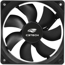 Cooler Fan C3Tech F7-100BK Storm 12x12x2.5 cm Preto - Rolamento FDB 12v 1200RPM