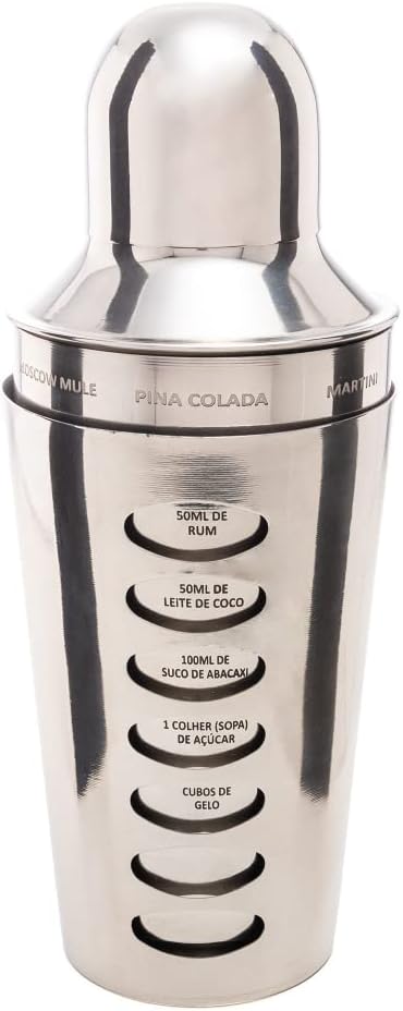 Coqueteleira de Aço Inox com Receitas de Drinks - Lyor