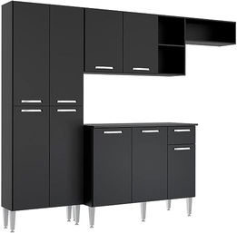 Cozinha Compacta Pequim 9 Portas Mp2933 Multimóveis Preto