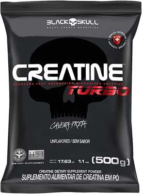 Creatina Turbo 500g Black Skull | Creatina com Máxima Absorção | Suplemento em Pó Refil (1 Refil de 500g)