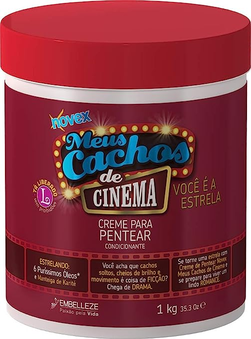 Kit com 3 Cremes para Pentear de Cinema 1 kg, Novex meus cachos