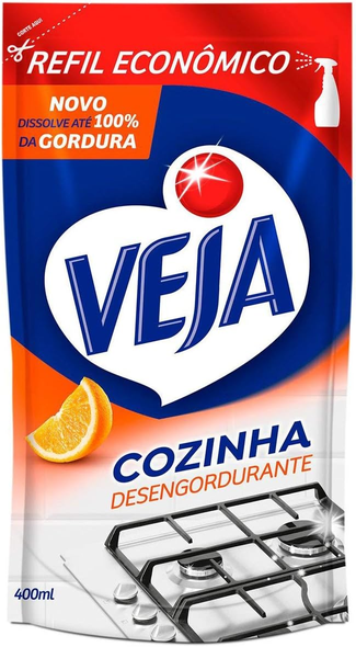 Desengordurante Veja Cozinha Laranja 400ml Refil Econômico, Veja, Transparente