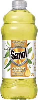 Desinfetante Extratos Naturais Capim Limão & Folhas verdes, Sanol, 2 litros, Amarelo