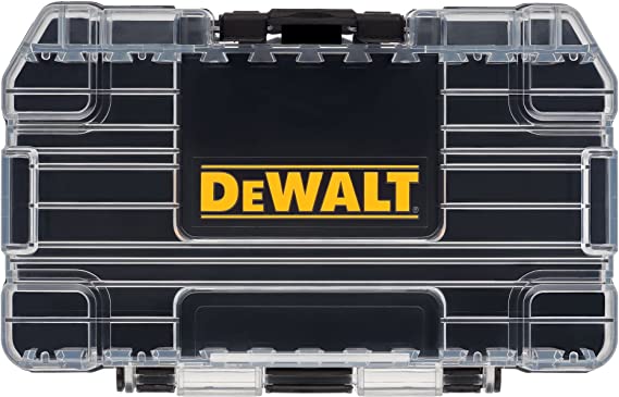 DEWALT Caixa de ferramentas ToughCase, para peças pequenas de plástico, organizador de 1 compartimento, trava de clipe para fechamento seguro (DWASTCASEBLK)