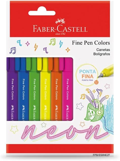 Faber-Castell FINE PEN COLORS - 6 CORES NEON, Modelo:FPB/ES6NEZF