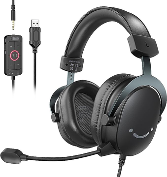 FIFINE Headset Gamer - Conexão USB E Plug 3.5Mm | Microfone Removível | Surround 7.1 | Compatível Com PC, PS4, PS5 | Preto | Jogo, Streaming - H9