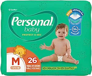 Fralda Personal Baby Protect e Sec M Jumbo, 1 pacote de 26