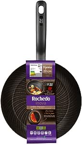 Frigideira Rochedo Inova 20 cm, Preto com Detalhes Cobre