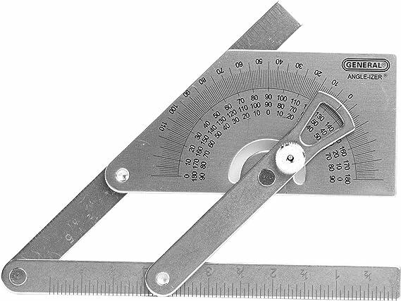 General Tools Transferidor e localizador de ângulos #39, aço inoxidável, fora, interior, ângulos inclinados, 0° a 180°