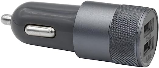 Geonav Carregador veicular universal 2.4A, 2 portas USB, ES24CH, Cinza