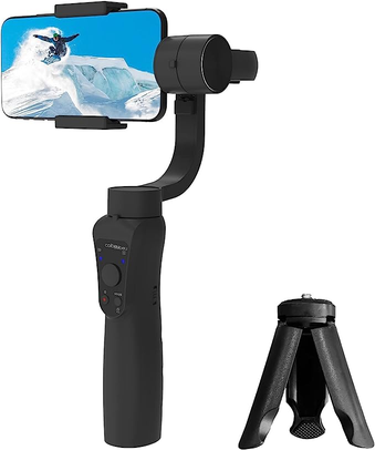 Gimbal Estabilizador Portátil de 3 Eixos com Tripé de Aderência para Celular, Smartphone