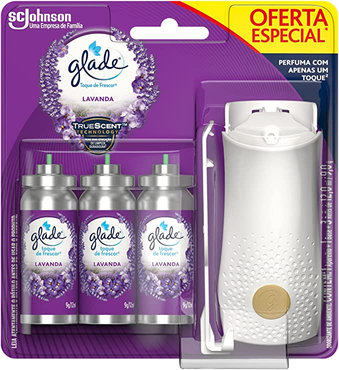 Glade Aromatizador de Ambiente Toque de Frescor Aparelho + 3 refis Lavanda com 12ml cada