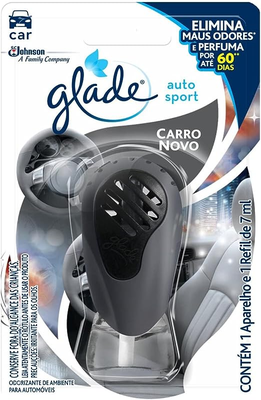 Glade Desodorizador Auto Sport Aparelho + Refil Carro Novo 7ml