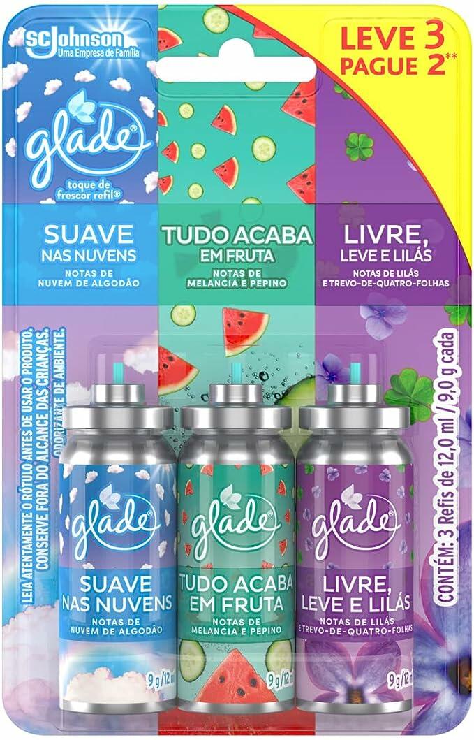 glade Desodorizador Toque de Frescor Refil Edição Limitada 12ml Leve 3 Pague 2