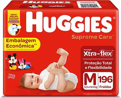 HUGGIES Fralda Supreme Care M - 196 fraldas, Cor: Vermelho