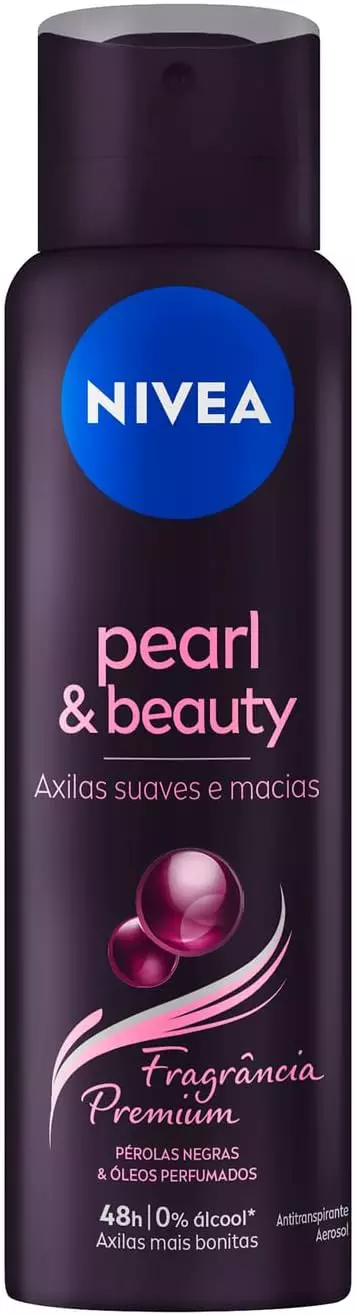 NIVEA Desodorante Antitranspirante Aerossol Pearl & Beauty Fragrância Premium 150ml - Proteção prolongada de 48h, antitranspirante, óleos perfumados, fórmula com extrato de pérolas negras, maciez e suavidade, fragrância premium