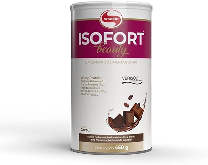 Isofort Beauty Whey Protein (Isolado e Hidrolisado) + Colágeno Verisol 450G Chocolate, Vitafor