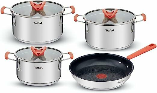 Jogo de Panelas 4 Peças Tefal Opti'space em Inox com Fundo Triplo