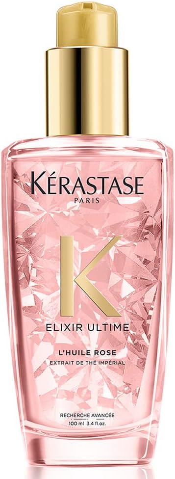 Kérastase Óleo Elixir Ultime L'Huile Rose | Todos os tipos de cabelos | Nutrição, brilho | Mix de 4 Óleos Preciosos | 100 ml