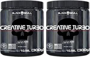 Kit 2X Creatine Turbo Suplemento Alimentar Black Skull 300g Caveira Preta Creatina Monohidratada Sem Sabor