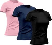 Kit 3 Camisetas Feminina Dry Básica Lisa Proteção Solar UV Térmica Camisa Blusa