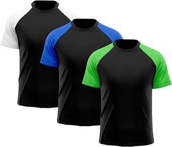 Kit 3 Camisetas Masculina Raglan Dry Fit Proteção Solar UV Básica Lisa Treino Academia Ciclismo 845