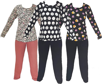 KIT 3 PIJAMAS DE INVERNO MANGA LONGA BICOLOR FEMININO MAIS BONITA