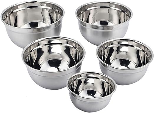 KIT 5 Tigelas Bowl Aço Inox Funda Multiuso Medidora