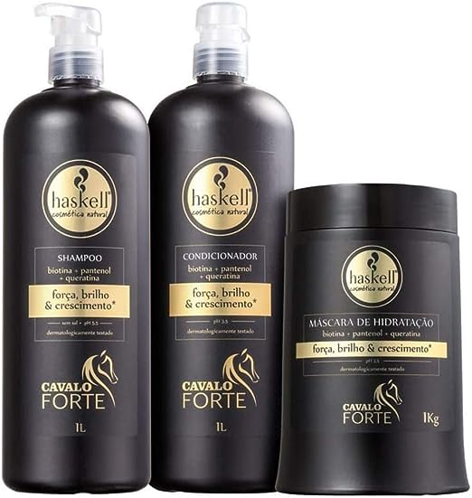 Kit Cavalo Forte Haskell Shampoo Condicionador e Máscara 1000ml