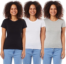 Kit Com 3 Camisetas Femininas Básicas