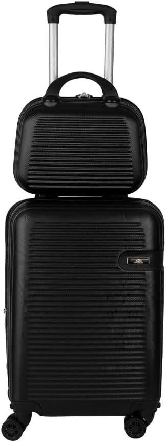 Kit Mala Expansiva de Viagem Para Bordo Com Frasqueira Organizadora Cor:Preto