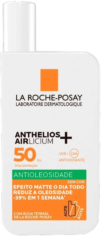La Roche-Posay, Anthelios Airlicium, Protetor Solar Facial Antioleosidade Sem Cor, Reduz e Controla a Oleosidade, FPS50, Textura Fluida Ultra Leve, 40g