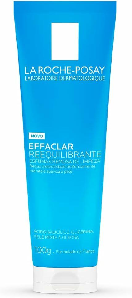 La Roche-Posay Effaclar Reequilibrante 100g, Espuma Cremosa de Limpeza para Peles Mistas a Oleosas.