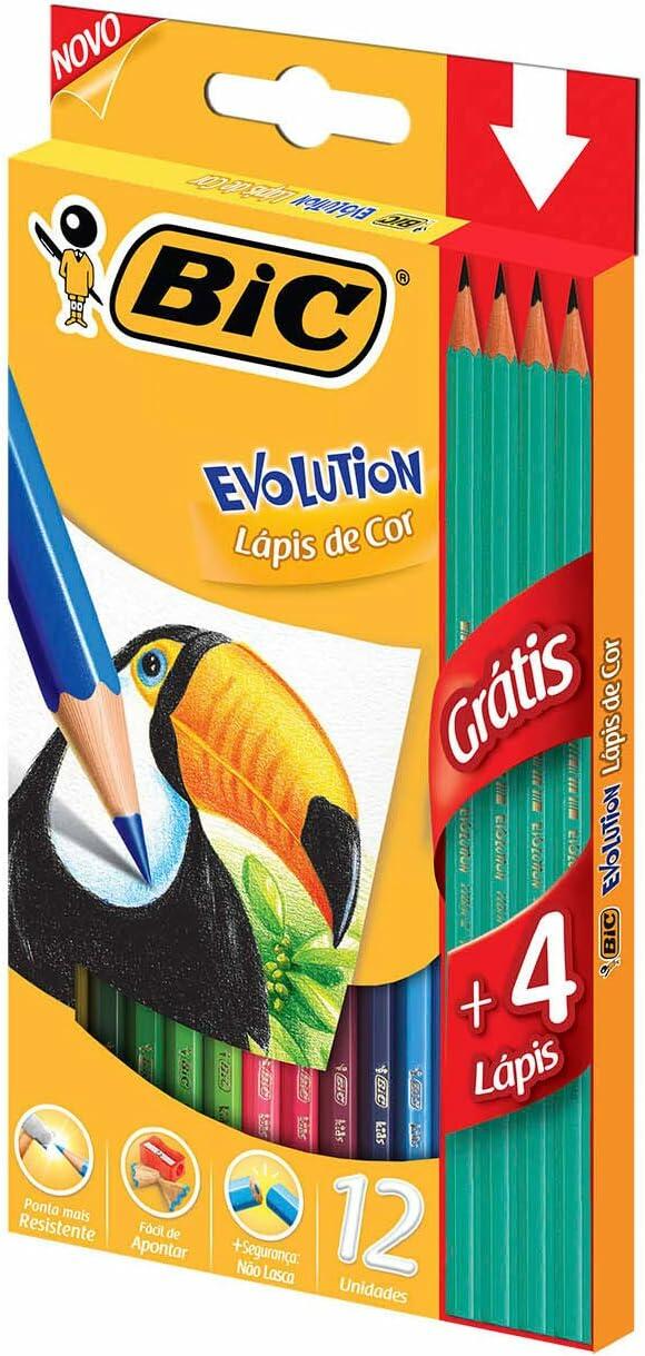 Lápis de Cor BIC Evolution, 12 cores + 4 Lápis de Escrever, 902545, 1 unidade