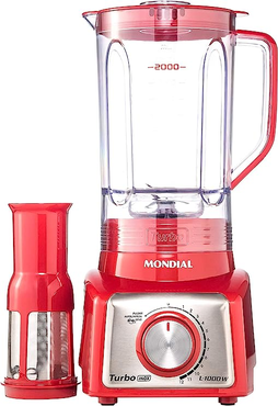 Liquidificador Mondial, Turbo Inox L-1000W, 220V, Vermelho, 3L - L-1000 RI