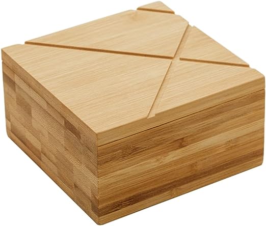 LYOR Bambu Saleiro Quadrado com Tampa, Bege (Natural), 13 x 13 x 7 cm