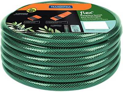 Mangueira Flex Tramontina Com Engates Rosqueados E Esguicho Em Pvc Verde 25 M