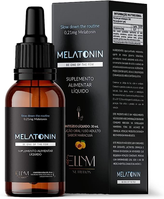 Melatonina em Gotas Sublingual 0,21mg 30ml Sono Sabor Maracujá Ellym Nutrition