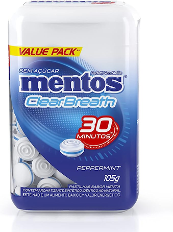 Mentos Pastilha Sem Açúcar Clear Breath 30min Peppermint | 105g - 150 unidades