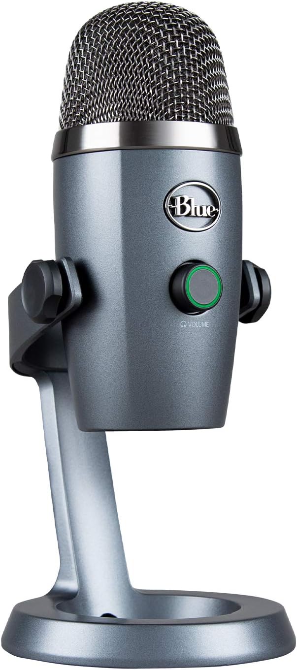 Microfone Condensador USB Blue Yeti Nano com Captação Cardióide e Omnidirecional, Plug and Play para Podcast e Gravações em PC e Mac - Cinza