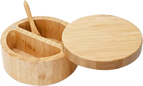 Mimo Style Pote Com Duas Divisões Ecokitchen, Produzido em Bambu, Resistentel e Ecológico, Sua Tampa Giratória Dispõe de Imã Para Melhor Vedação, BM22110