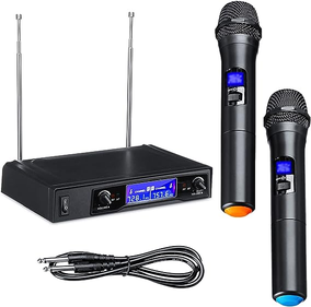 Mingzhe Microfones de Karaokê Uhf Profissional 2 Ch Microfone de Mão Sem Fio Dual Display Lcd Digital Sistema de Mic Conjunto para Festa Casamento Igreja Reunião Discurso