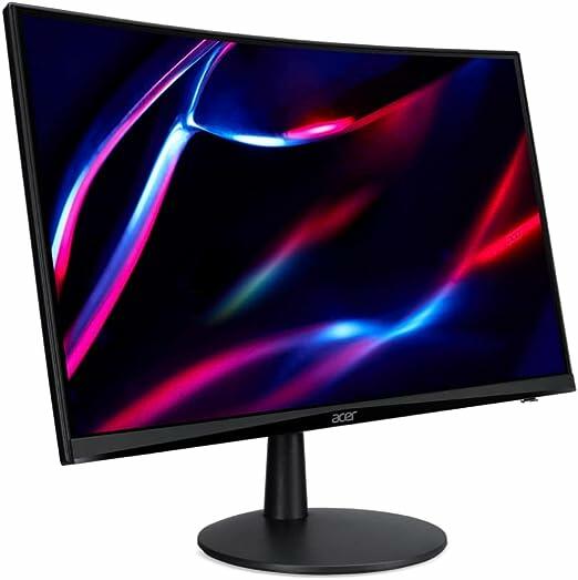 Monitor Acer Gamer Nitro ED240Q bi Tela CURVA de 23,6” raio de 1500 mm de visualização LED VA Resolução 1920x1080 75Hz Tecnologia AMD FreeSync Premium Inclinação de 20, Preto com vermelho