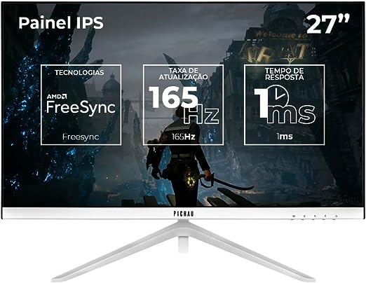 Monitor Gamer Pichau Centauri CR27W, Branco, 27 Pol, IPS, QHD, 1ms, 165Hz, FreeSync, HDMI/DP, PG-CTRW-WH01